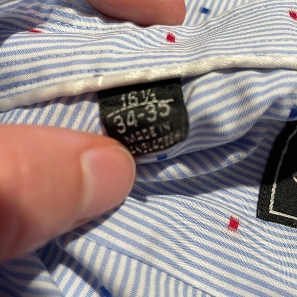 J.A.C.H.S. Manufacturing Co. Button Down Shirt Size 16.5 34-35 Red White & Blue - Picture 9 of 14
